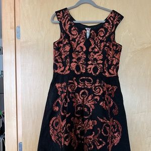 Yoana Barashi for Anthropologie Black and Orange Mirissa Dress Size 12